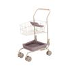 Qianly Kids Shopping Cart Toy Miniature Foldable Grocery Pushcart Pretend Play Trolley with Sturdy Metal Material and Smooth Wheels for Educational Learning, Solid Color Basket view 1