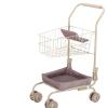 Qianly Kids Shopping Cart Toy Miniature Foldable Grocery Pushcart Pretend Play Trolley with Sturdy Metal Material and Smooth Wheels for Educational Learning, Solid Color Basket view 2