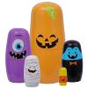 Tngan Halloween Nesting Dolls, 5Pcs 6"" Tall Russian Nesting Dolls, Handmade Matryoshka for Kids, Wooden Stacking Toys for Halloween Home Party Decorations (Pumpkin) view 1