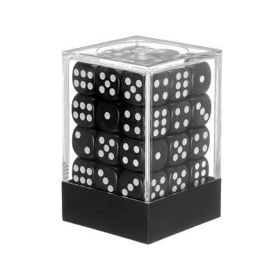 HEARTOOL 12mm Polyhedral Dice, Square Acrylic 6 Sided Dice with Plastic Box Perfect for Board Games, Table Games & Classroom Teaching (Black/White, 36pcs)