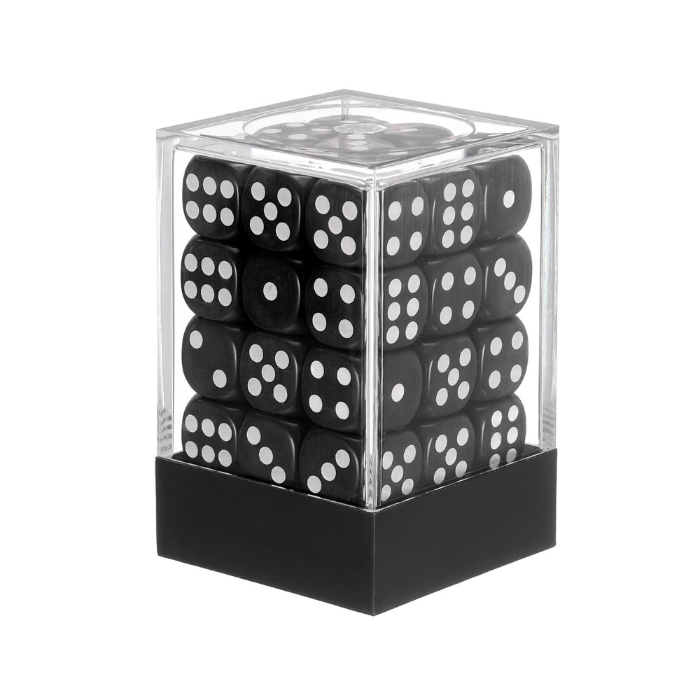 HEARTOOL 12mm Polyhedral Dice, Square Acrylic 6 Sided Dice with Plastic Box Perfect for Board Games, Table Games & Classroom Teaching (Black/White, 36pcs)