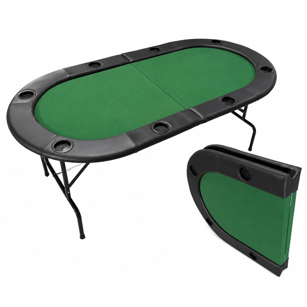 70x35 Inch Portable Folding Poker Table for 8 Players for Texas Hold'em