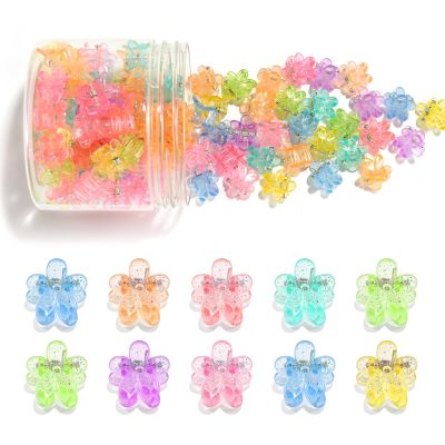 SAOROPEB 100Pcs Mini Flower Hair Clips, Colorful Hair Accessories (Glitter)