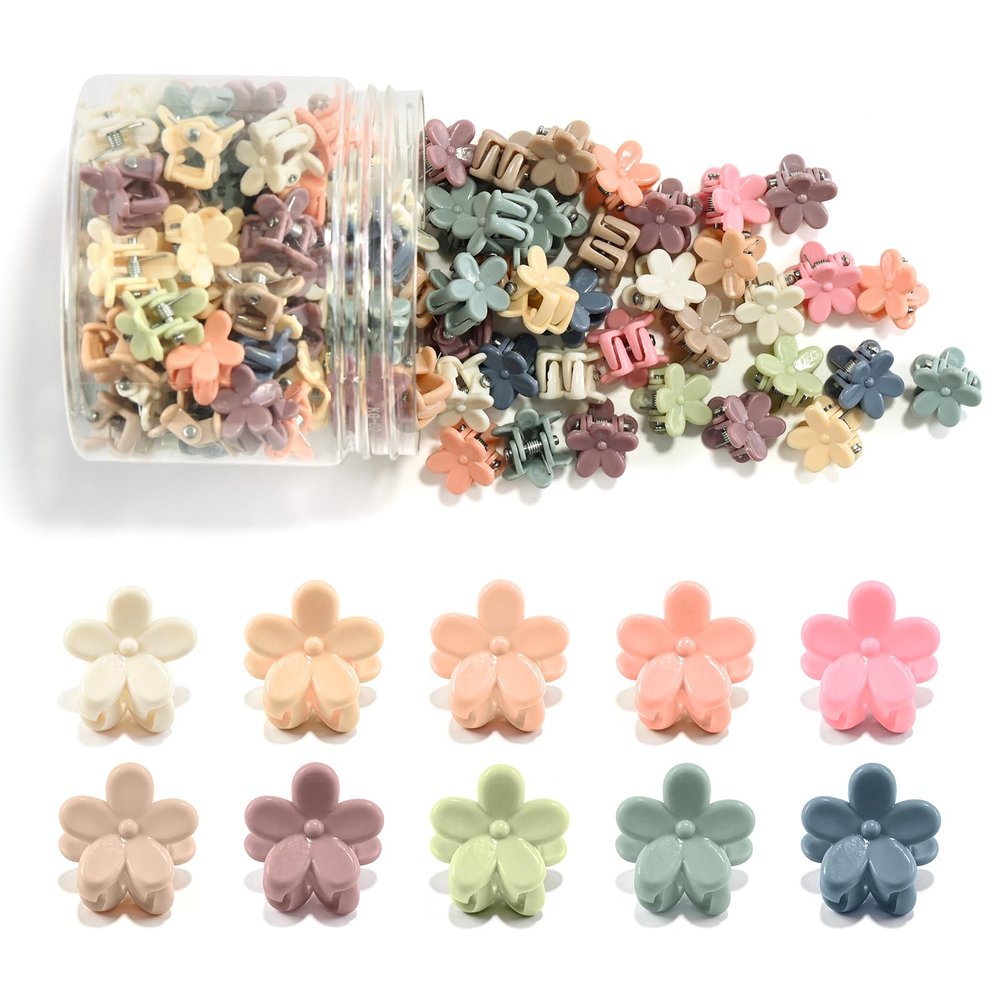 100Pcs Mini Flower Hair Clips, Colorful Hair Accessories (Dark Morandi)