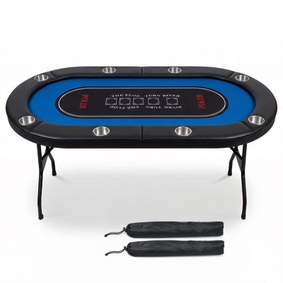 70x35 Inch Folding Poker Table for 8 Players for Texas Hold'em & Blackjack