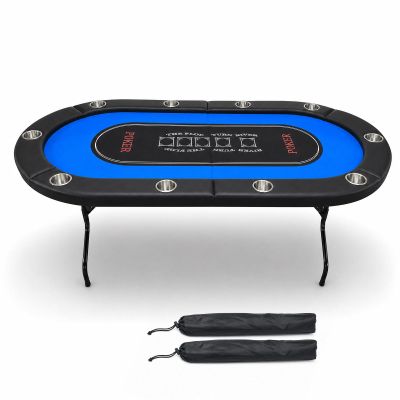 83x41 Inch Folding Poker Table for 10 Players for Texas Hold'em & Blackjack
