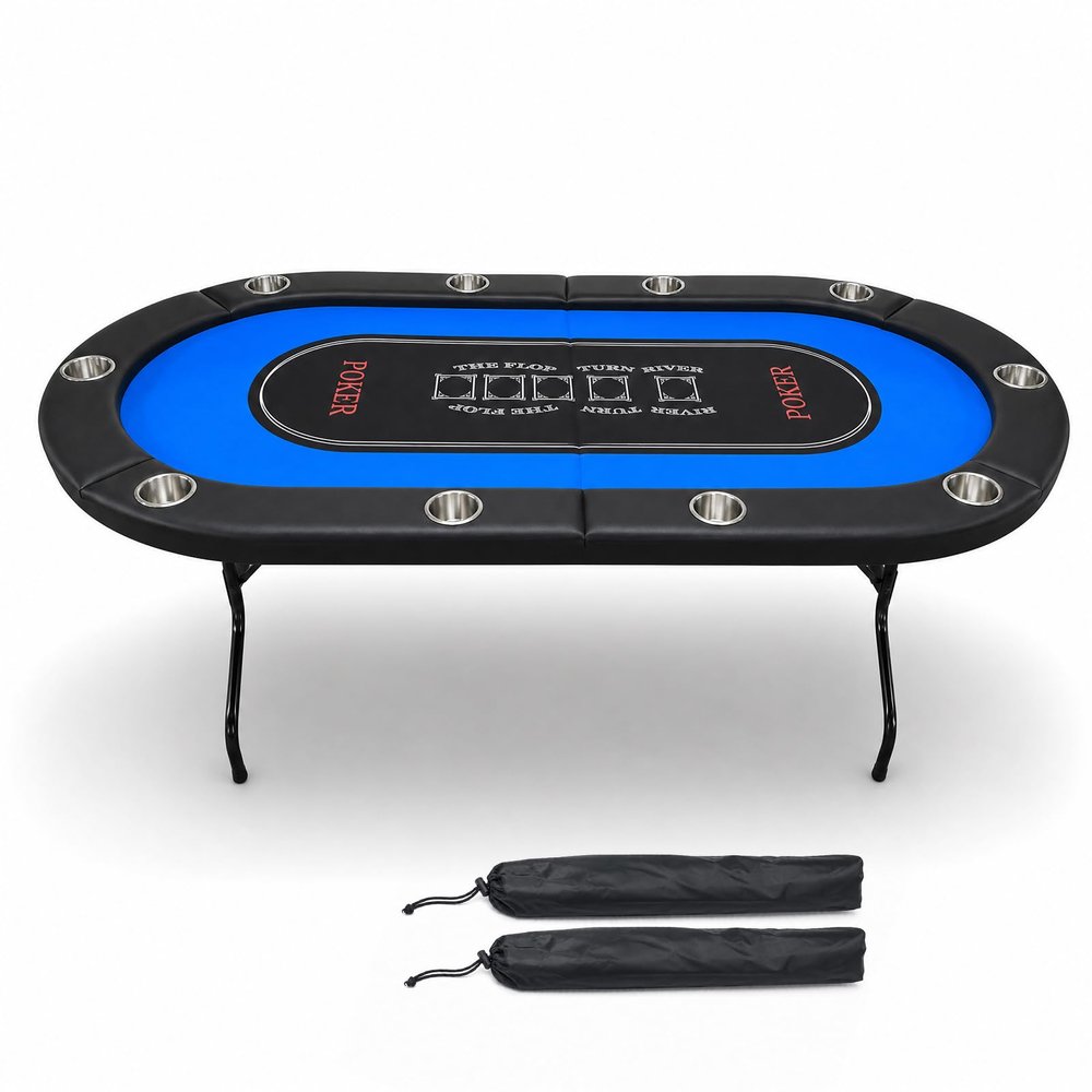 83x41 Inch Folding Poker Table for 10 Players for Texas Hold'em & Blackjack