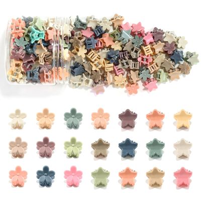 100Pcs Mini Flower Hair Clips, Hair Accessories (Dark Morandi-Flower+Star)