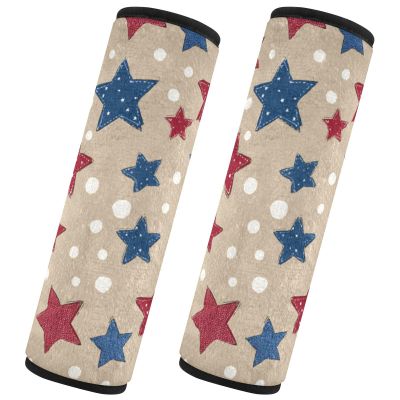 Seat Belt Covers 2 Pack Patriotic Red Blue Star Car Seat Strap Covers Super Soft Car Seat Neck Cover for Boys Girls Adults Babies M