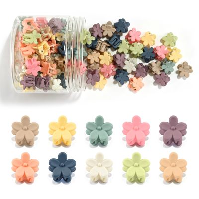 100Pcs Mini Flower Hair Clips, Tiny Hair Accessories (Matte Dark Morandi)