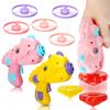 Zaleny 2 in 1 Dino Flying Launcher Toys Flying Disc and Light Up Spinning Top Toys for Kids Propellers Spinners for Boys Girls Gifts 2 Sets view 2