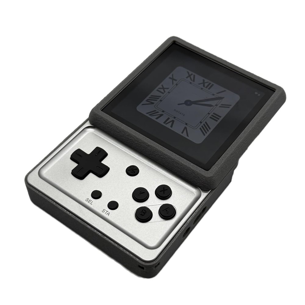 TPU Flexible Protective Shell for RG Rotate, Game Console Soft Skin Cover Sleeve 3D Printed Shockproof Case Cover for RG Rotate (Black)