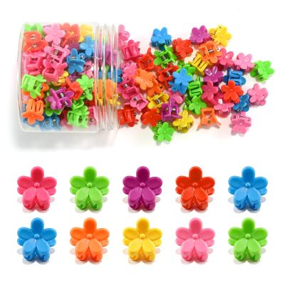 100Pcs Mini Flower Hair Clips, Colorful Hair Accessories (Bright Color)