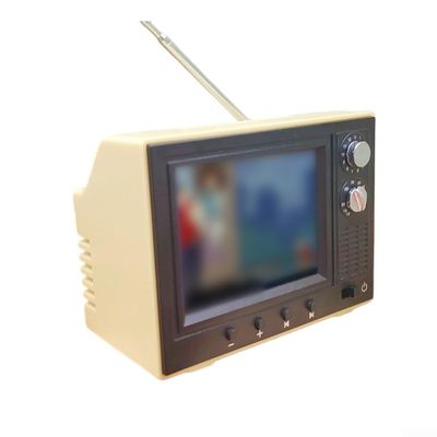 For Mini Retro Cartoon TV, Rechargeable Miniature Video Player With 8GB Storage, Supports Headphones & USB Playback For Desk Decor, Dollhouse Scenes, Portable Movie Player, HO Scale Model(Yellow)