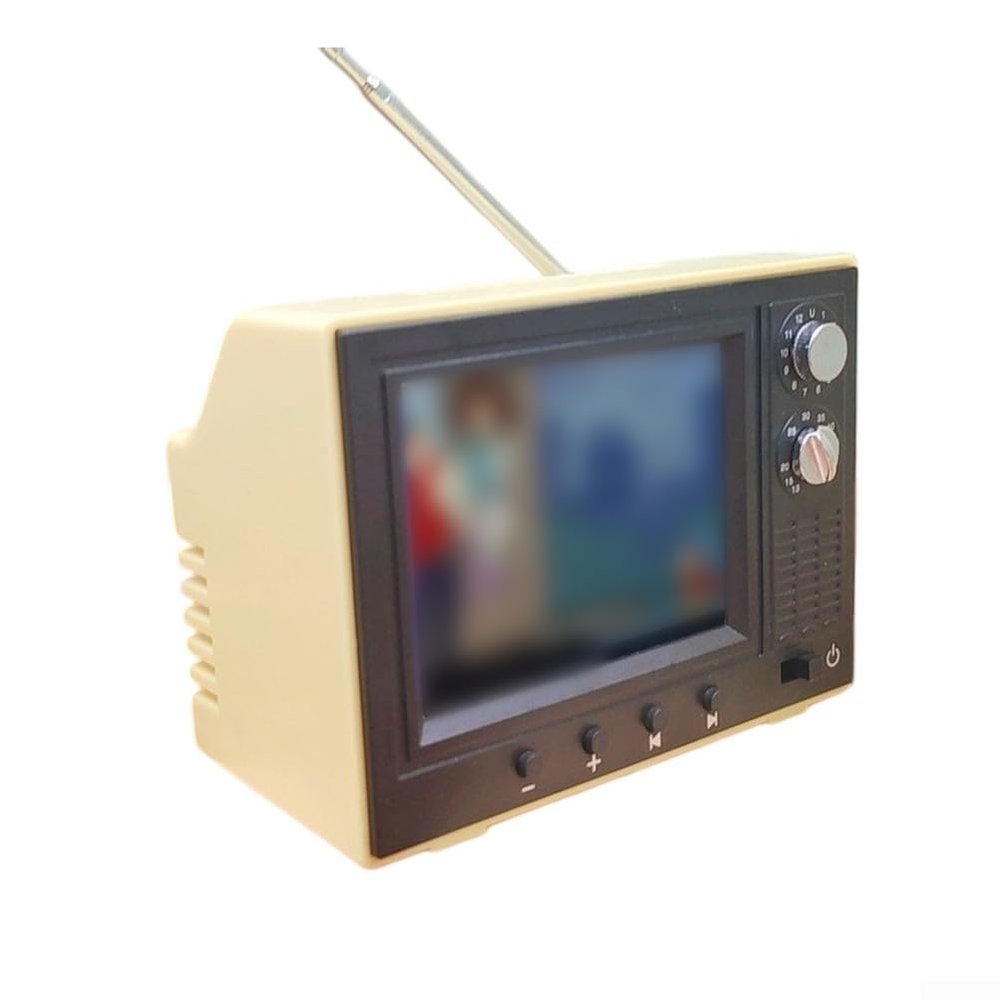 For Mini Retro Cartoon TV, Rechargeable Miniature Video Player With 8GB Storage, Supports Headphones & USB Playback For Desk Decor, Dollhouse Scenes, Portable Movie Player, HO Scale Model(Yellow)