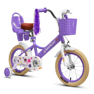 Ecarpat Kids Bike for Girls Ages 2-7 Years Old, 12 14 16 Inch Kids Bike with Training Wheels, Doll Seat, Streamers and Basket, Toddler Girl Bicycle, Multiple Colors (Inch, 16, Purple)
