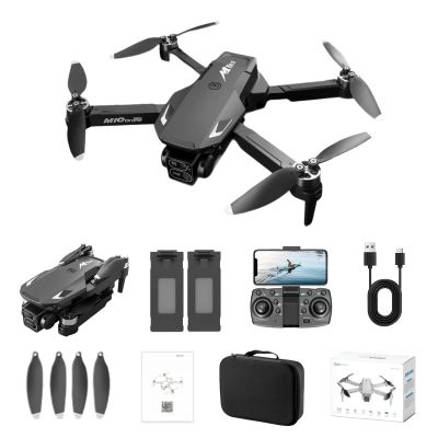 Foldable Dual-Camera Drone with Brushless Motor, Optical Flow Positioning, 4K HD FPV, Long Flight Time with 2 Batteries, Remote Control Black. (Walmart-M10-BK)