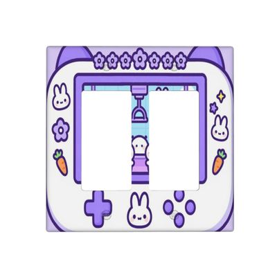 Cute Cartoon Rabbit Arcade Machine 2Gang 2Decorator/Rocker Light Switch Cover Plate Decorative Wall Plate Electrical Switch Plates For Kids Room Nursery Decor