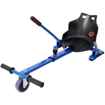 Hoverboard Seat Attachment Go-Kart Fits 6.5" 8" 10" Hoverboards Sturdy Adjustable Frame with Foam Handlebars and 360 Drifting Wheel Blue