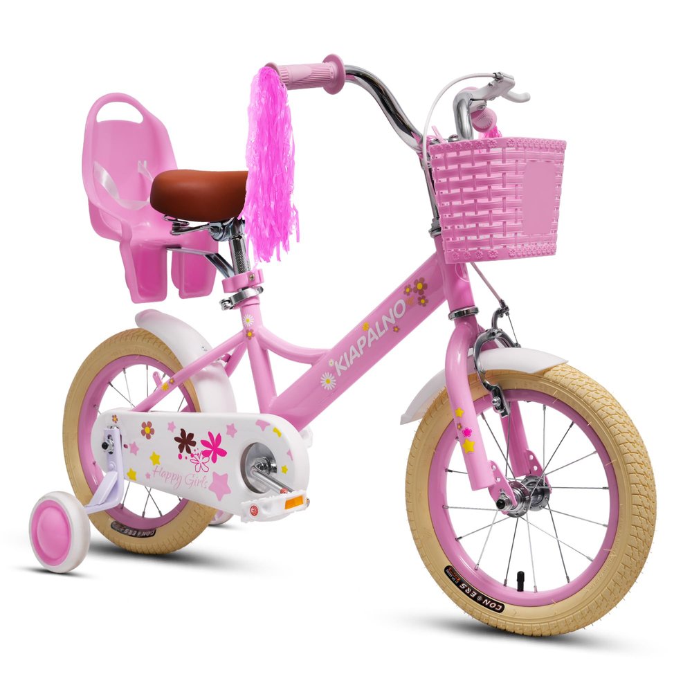 Ecarpat Kids Bike for Girls Ages 2-7 Years Old, 12 14 16 Inch Kids Bike with Training Wheels, Doll Seat, Streamers and Basket, Toddler Girl Bicycle, Multiple Colors (inch,16, Pink)