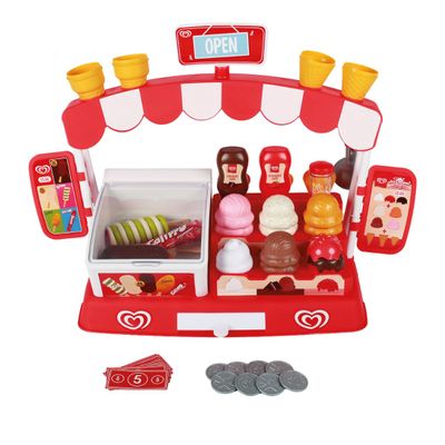 Authentic Langnese Ice Cream Parlor Play Set by Casdon | Play Ice Stand for Children from 2 Years | With Ice Chest, Ice Ball Counter, Play Money and Over 35 Pieces