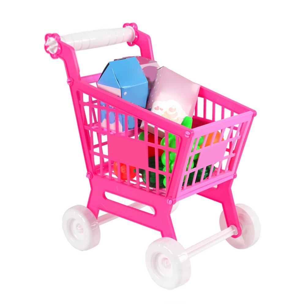 JTLB Kids Shopping Cart Trolley Play Set, 21pcs Plastic Toy for Role Playing with Smooth Edges, Cute Design for Children to Enhance Hand Eye Coordination and Family Interaction