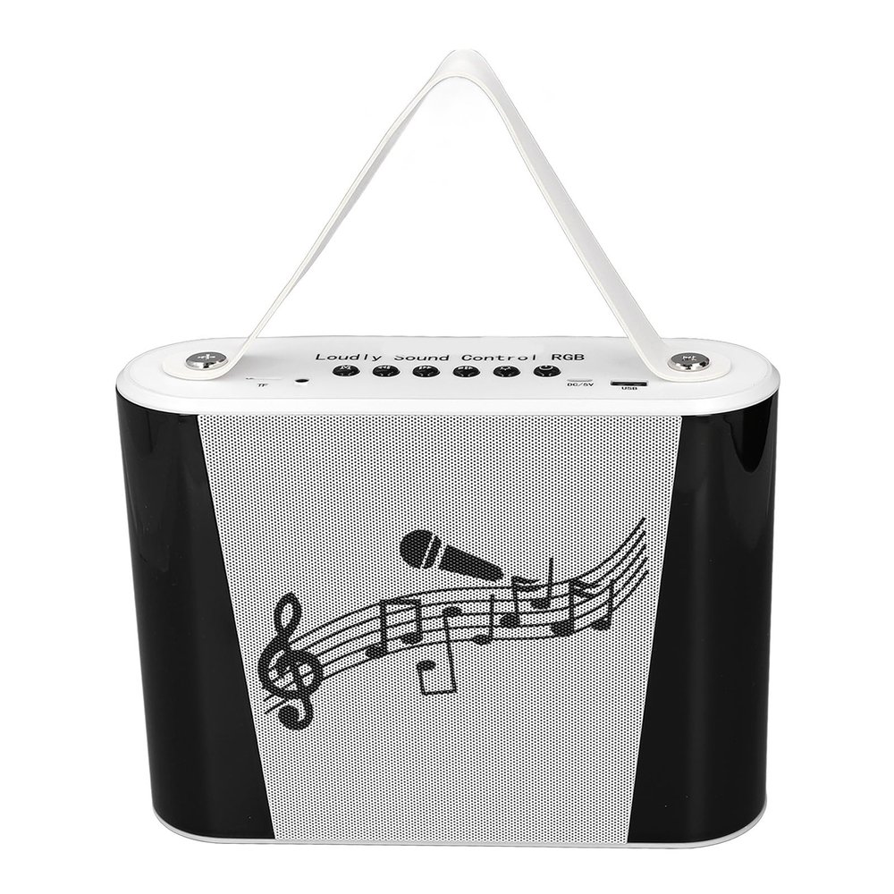 Omquot Kids Mini Karaoke Machine Wireless Bluetooth Speaker Vocal Microphone for Home Parties Portable Colorful Design (White Dual Mic)
