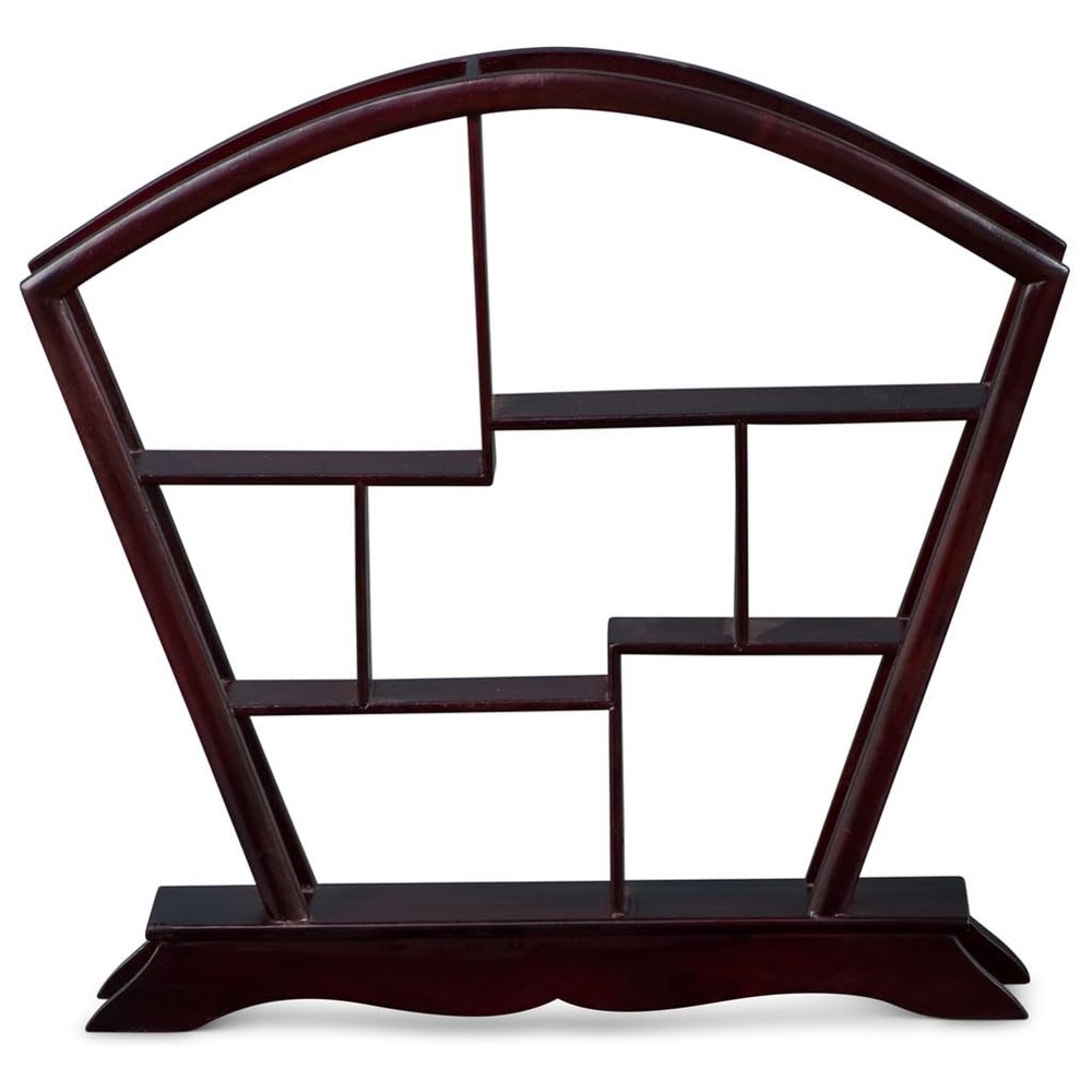 ChinaFurnitureOnline Small Table Top Chinese Fan-Shaped Wooden Curio Display Stand