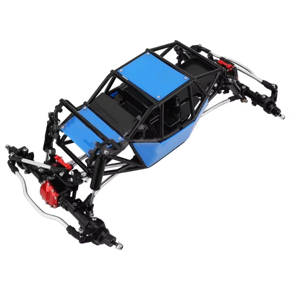 RC Car Chassis Frame for SCX10 I II 90046 1/10 RC Double-Front Axle Upgrade Car Refit Kit Parts with Plastic Cage for Climbing Crawler Frame(90046 Black Axle)