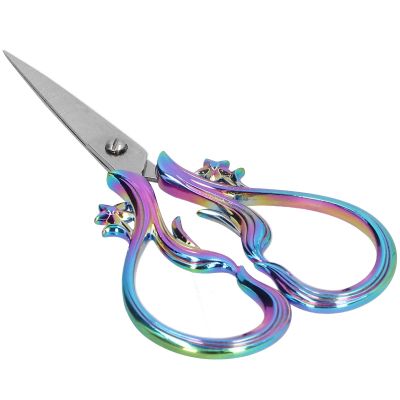 Omquot Retro Stainless Steel Embroidery Scissors Vintage Craft Sewing Tool for Sewer and Collectors (Colorful)