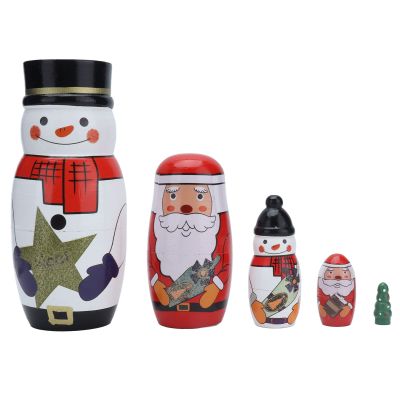 Rcniso Unique Shiny Nesting Dolls, Christmas Ornaments for Holiday Gifts, Attractive Handmade Decorations, Wooden Dolls for Home Furniture