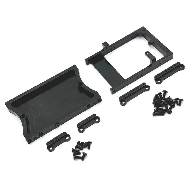 Metal Upgrade Tail Beam Servo Compartment Suspension Bracket RC Car Parts for MN 1/12 D90 D91 D96 MN98 MN99S RC Car Accessories(Black)