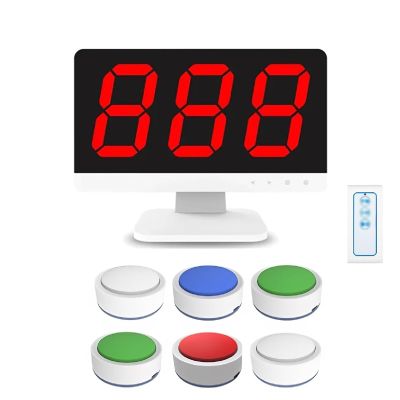 MEUBLLY Wireless Quiz Buzzer System, Game Show Answer Buzzers with Remote Control, LCD Scoreboard Display, 3 Answering Modes, 4 LED Status Indicators, for Classroom, Party, Office Contest(6 Buzzers)