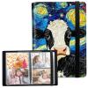 RWUTYTIUL Photo Album 5x7 Inch High Capacity Picture Album with Side Insert Pockets, PU Leather Wedding Family Memorial Anniversary Birthday Memory Book with Strong Elastic Band, Black and White Cow view 1