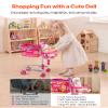 VEVOR Shopping Cart for Kids, Sturdy Metal Frame, Toy Shopping Cart with Baby Doll, 4 Rolling Wheels, Doll Seat Carrier, Grocery Pretend Play Toy Trolley, Folds for Easy Storage, for Toddlers Ages 3+ view 4