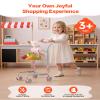 VEVOR Shopping Cart for Kids, Sturdy Metal Frame, Grocery Store Pretend Play Toy Cart with Baby Doll, Rolling Wheels, Basket, Toy Shopping Trolley, Folds for Easy Storage, for Kids & Toddlers Ages 3+ view 2