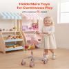 VEVOR Shopping Cart for Kids, Sturdy Metal Frame, Grocery Store Pretend Play Toy Cart with Baby Doll, Rolling Wheels, Basket, Toy Shopping Trolley, Folds for Easy Storage, for Kids & Toddlers Ages 3+ view 3