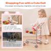 VEVOR Shopping Cart for Kids, Sturdy Metal Frame, Grocery Store Pretend Play Toy Cart with Baby Doll, Rolling Wheels, Basket, Toy Shopping Trolley, Folds for Easy Storage, for Kids & Toddlers Ages 3+ view 4