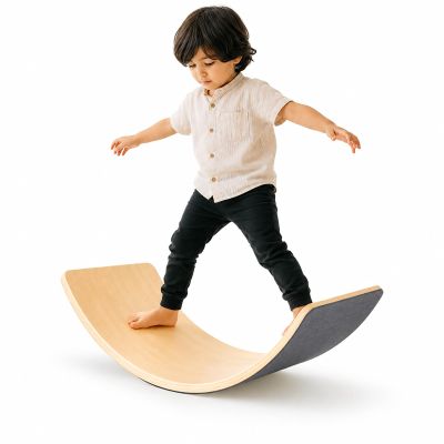 OCINONE Wooden Balance Board for Kids, Montessori Wobble Board with Anti-Slip Surface, 33 Inch Natural Curved Balance Toy for Toddlers, Open-Ended Waldorf Play Equipment for Indoor Active Play, Gifts for Kids Ages 3+ Years