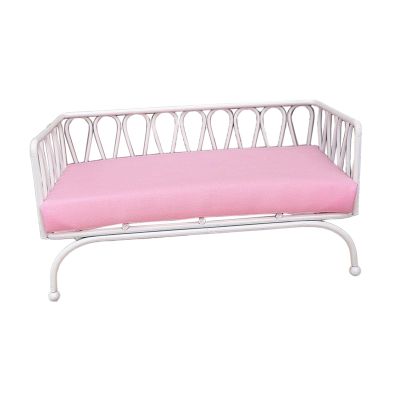 Fonowx Miniature Dollhouse Sofa with Removable Cloth Cushion Metal Furniture Couch Model Realistic Pretend Suitable for Gift Giving Home, White