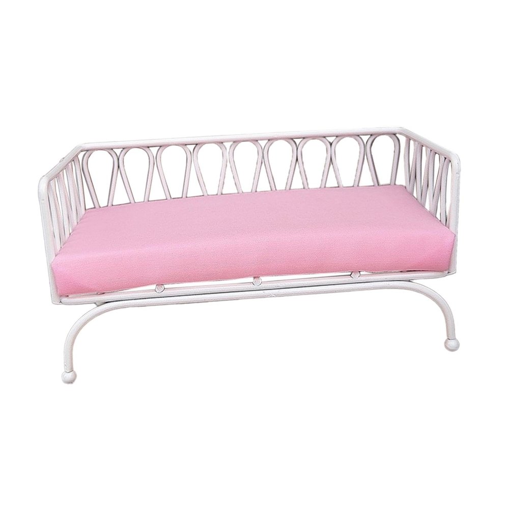 Fonowx Miniature Dollhouse Sofa with Removable Cloth Cushion Metal Furniture Couch Model Realistic Pretend Suitable for Gift Giving Home, White