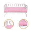Fonowx Miniature Dollhouse Sofa with Removable Cloth Cushion Metal Furniture Couch Model Realistic Pretend Suitable for Gift Giving Home, White view 3