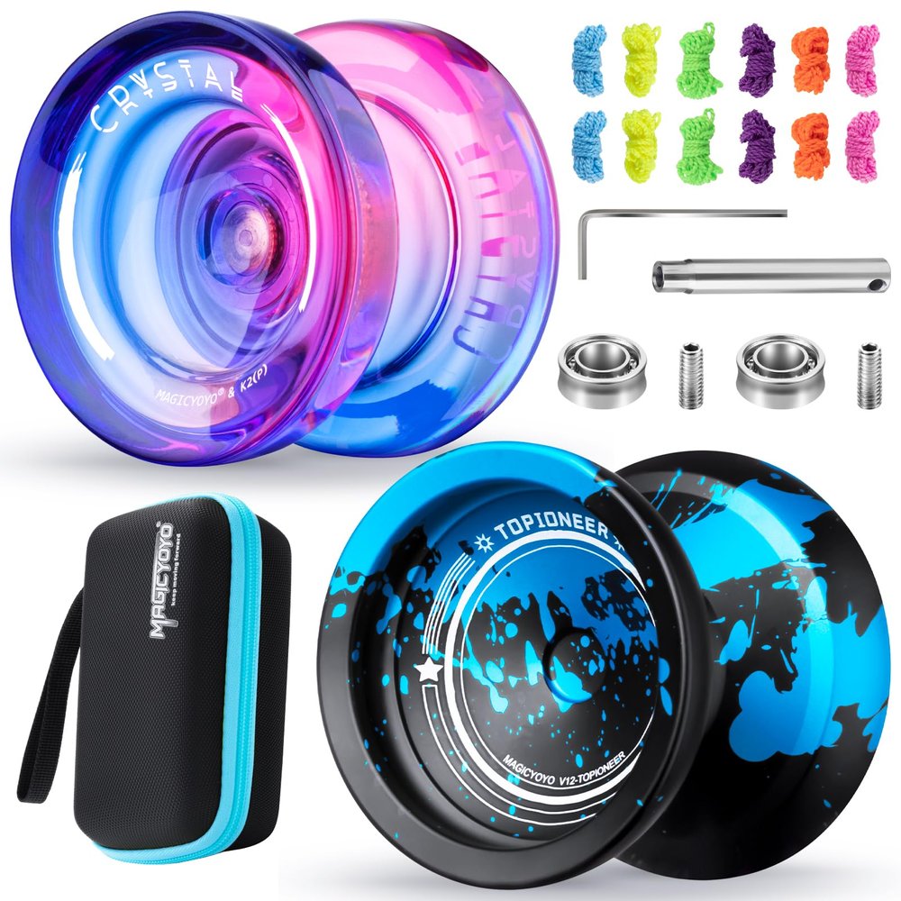 MAGICYOYO Responsive Yoyos 2 Pack, Metal Yoyo V12 + Crystal Yo-yo K2