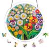 Jollitot Acrylic Puzzle for Adults, Flower Stained Glass Acrylic Jigsaw Puzzle Suncatcher Window Hanging, DIY Sun Catcher Puzzle with Unique Irregular Pieces, Home Decor Gift for Women Mom L view 1
