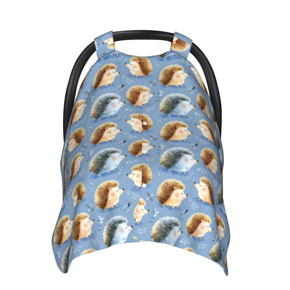 Cute Hedgehog Plant B Print Baby Car Seat Covers, Cute Nursing Cover Breastfeeding Cover, Breathable Stroller Covers, Multi-use Infant Carseat Canopy, Baby Boys Girls Newborn Essentials