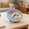 Belnotelt Colorful Silent Learning Wall Clock for Ages 4-8, for educational Time Teaching Tool with Rainbow Design and 24-Hour Inner Ring for Classroom and Home(Early School Blue) view 2