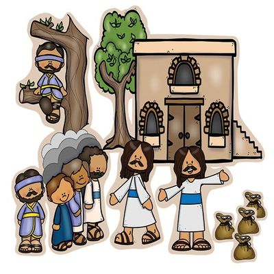Zacchaeus Bible Felt Figures Flannel Board with Story Coloring/Activity