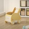 KQFCAZRE Young Child Push Toy Storage Large Capacity Push Along Pusher with Storage Construction Block Lid Multifunctional Infant Pusher Cart for Infants, Yellow, Yellow and White, Small view 3