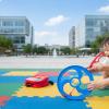 MotiveTech Hoop and Toy Screen Fun Rolling Hoop Game Push Wheel Toy for Outdoor, Playground, Yellow, Large view 4