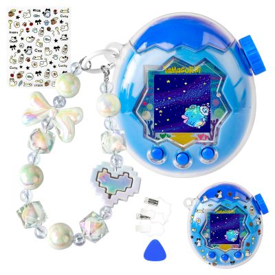 Case for Tamagotchi Paradise Electronic Pet - 2Pcs Screen Protector PC Protective Shockproof Cover with White Bow Beaded Wrist Strap for Tamagotchi Paradise Sleeve Toy (Clear)